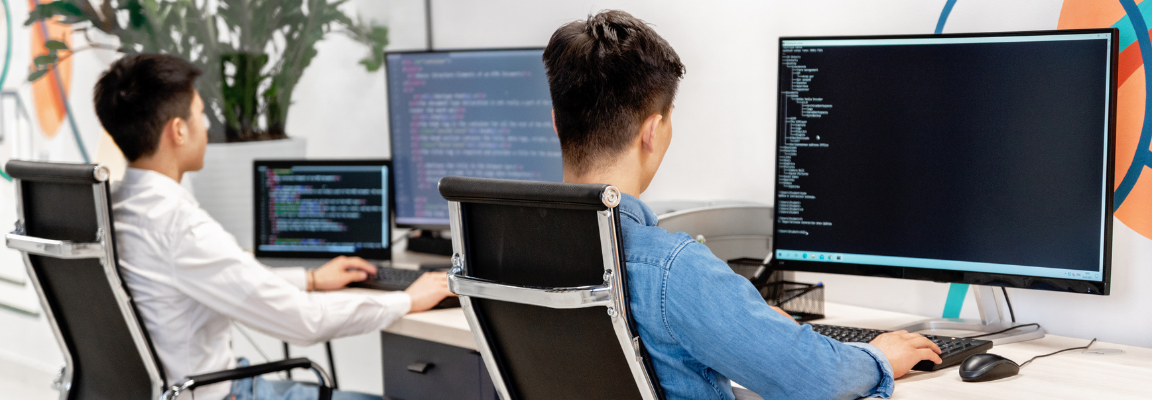 Employees coding on computers